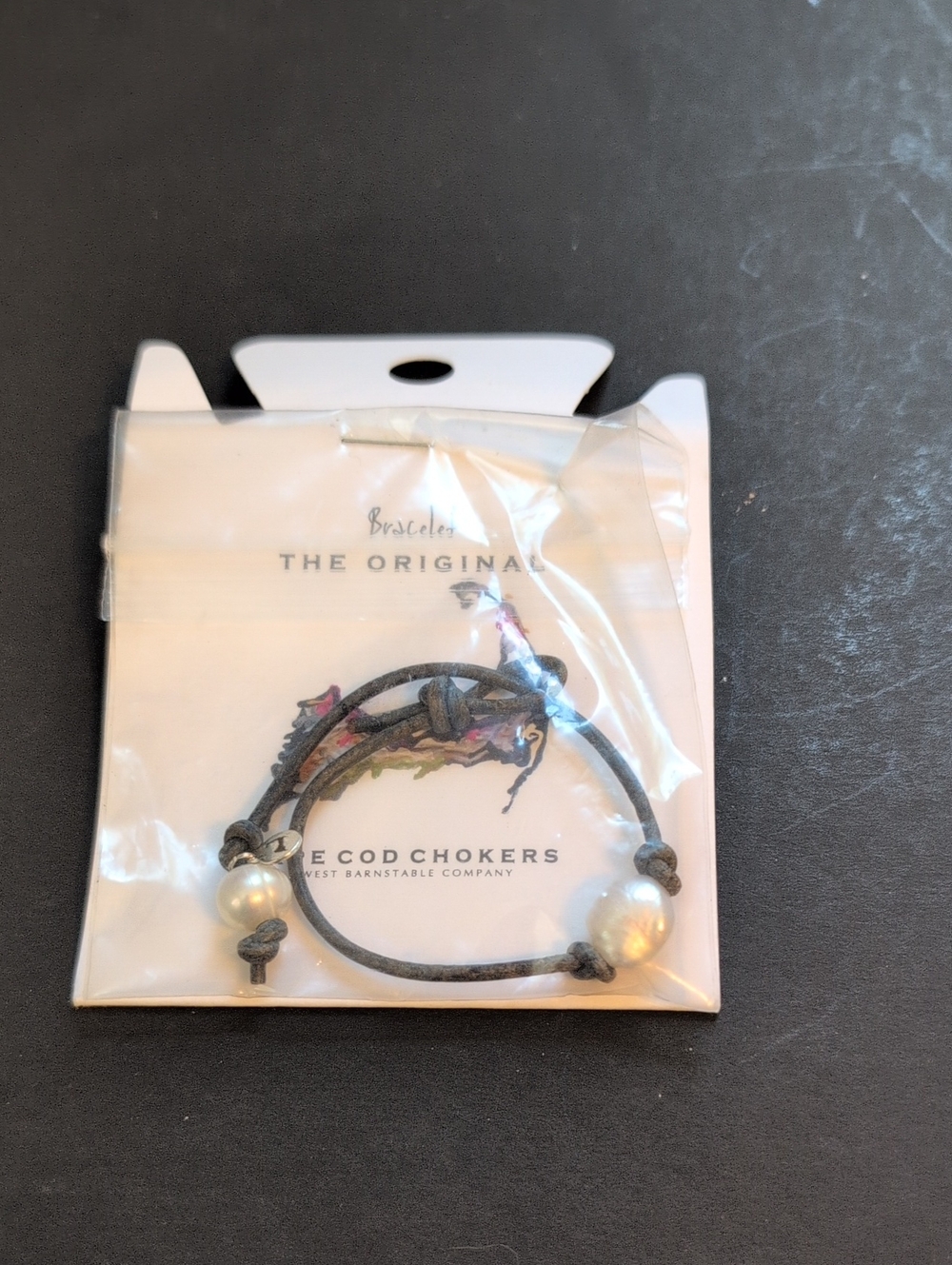 The Original Coast Chokers Pearl Accent Cord Bracelet - Gray with White Pearls